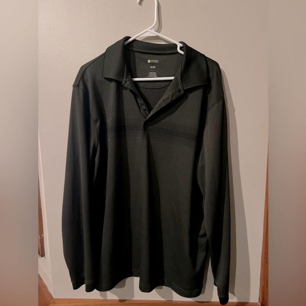 Haggar clothing: long sleeve polo: sz XL